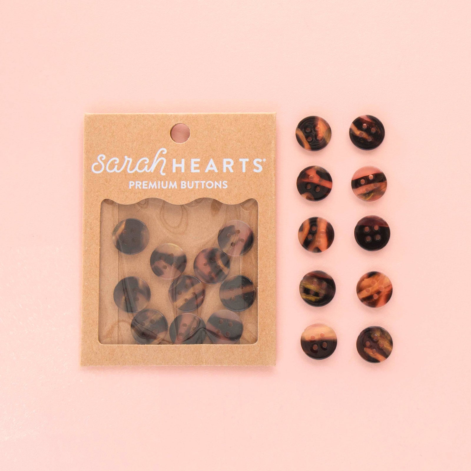 Sarah Hearts Tortoise Shell Small 5/8" Buttons
