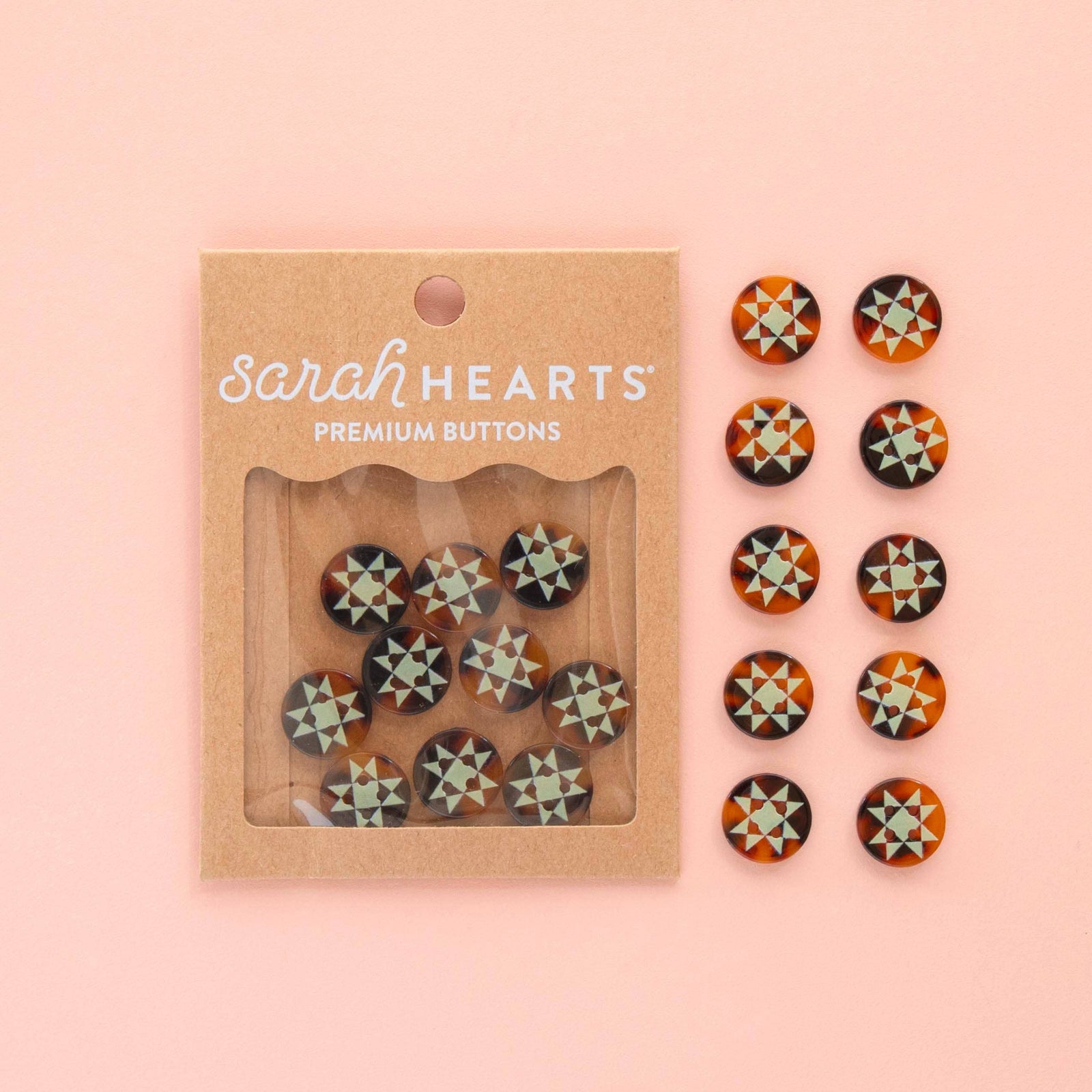 Sarah Hearts Quilt Star Small 5/8" Buttons