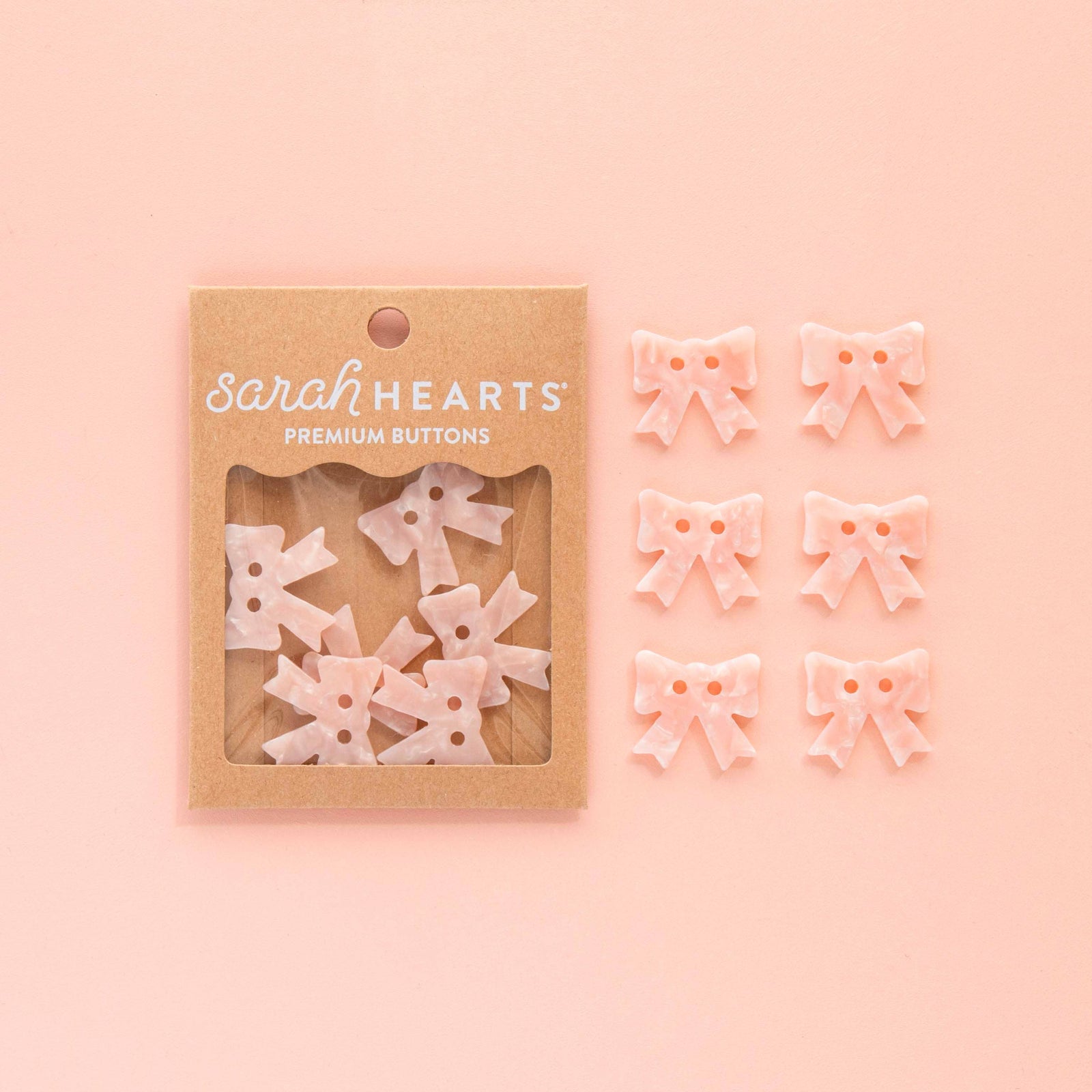 Sarah Hearts Pink Bow Large 1" Buttons