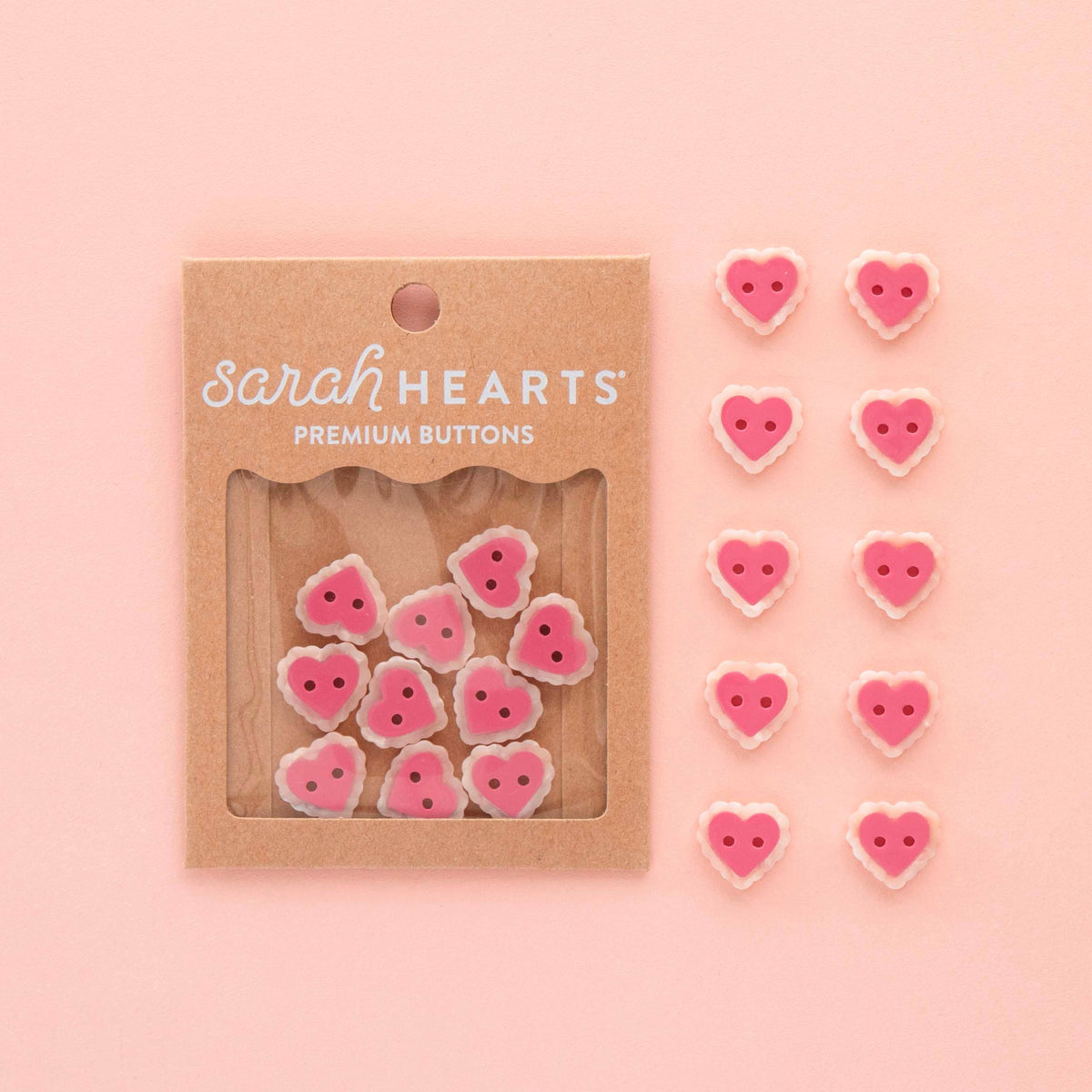 Sarah Hearts Pink Sweet Heart Small 5/8" Buttons