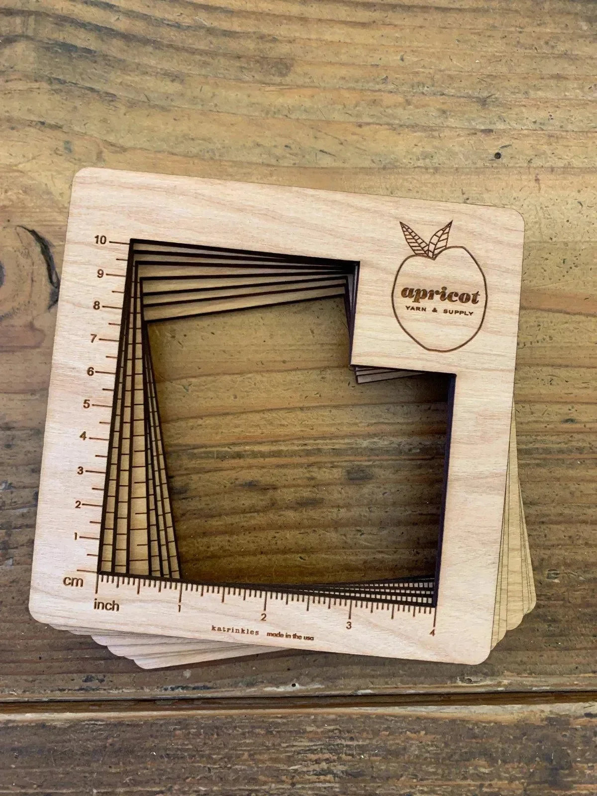 Apricot Yarn & Supply Wooden Gauge Swatch Ruler - Apricot Yarn & Supply