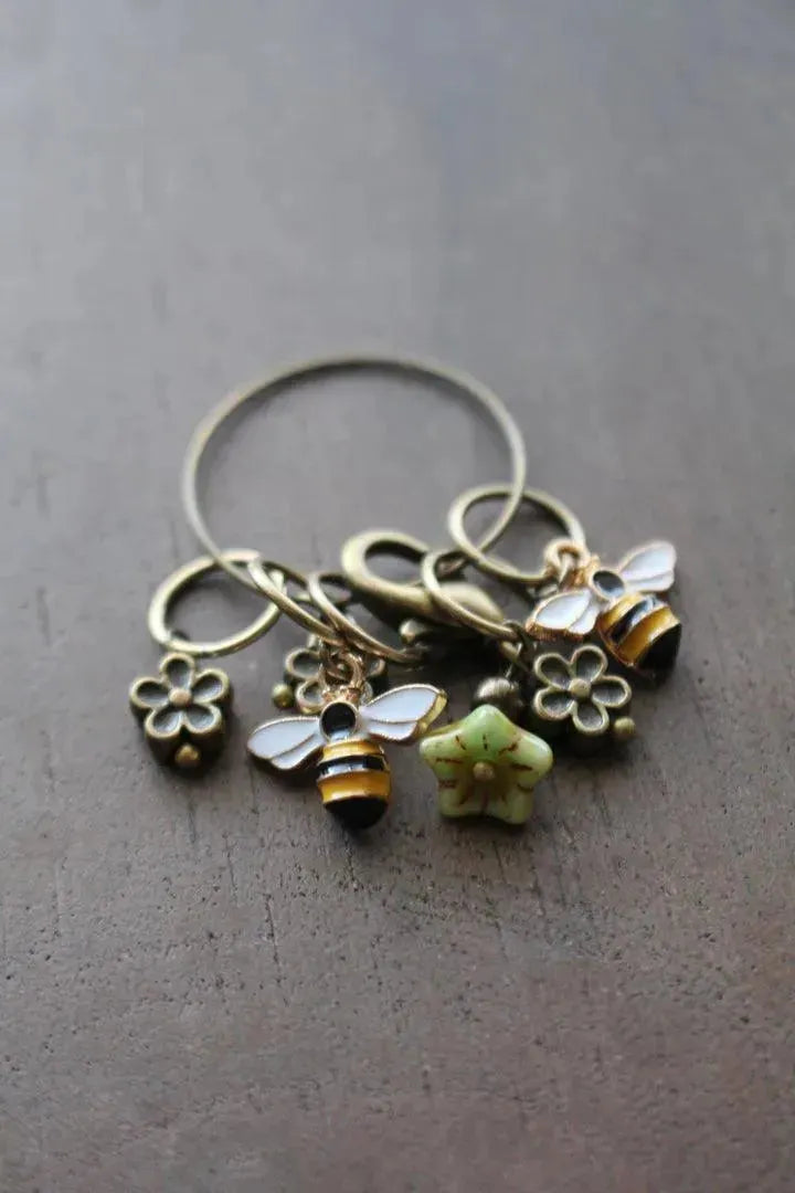 Bee and Bloom Stitch Markers - Apricot Yarn & Supply