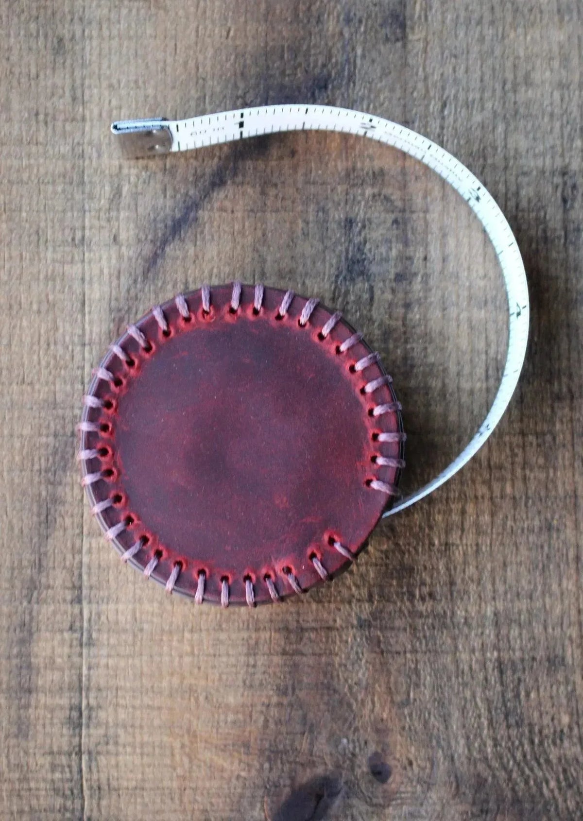 Hand Stitched Leather Tape Measure - Apricot Yarn & Supply