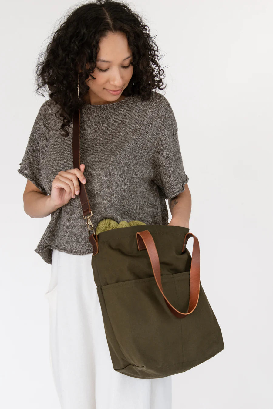 Leather Tote Bag  Apricot Clothing