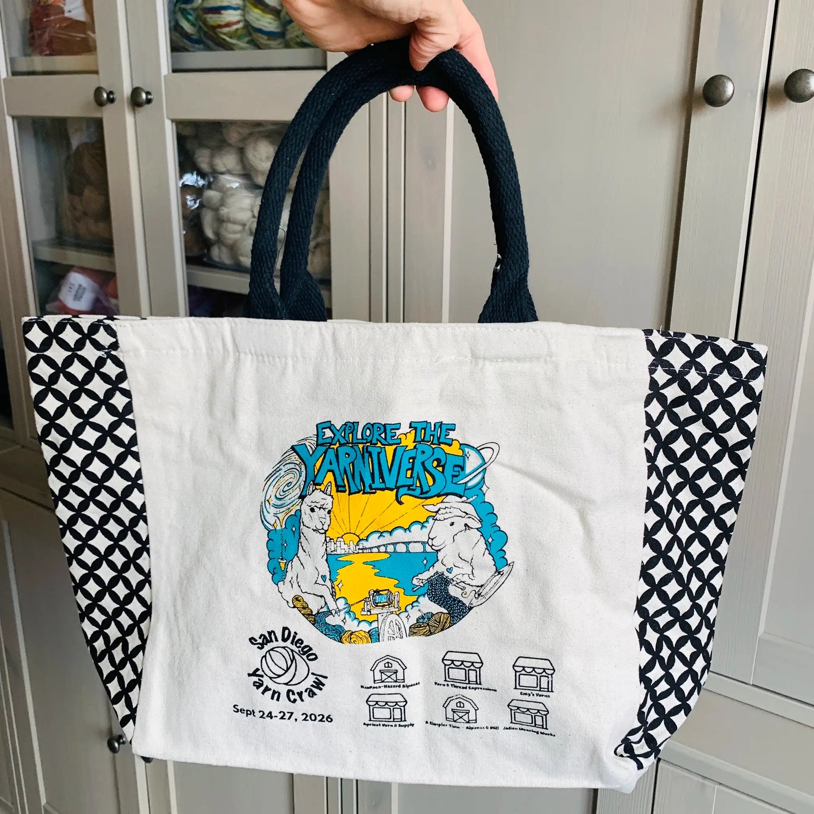apricot yarn crawl 2026 tote bag