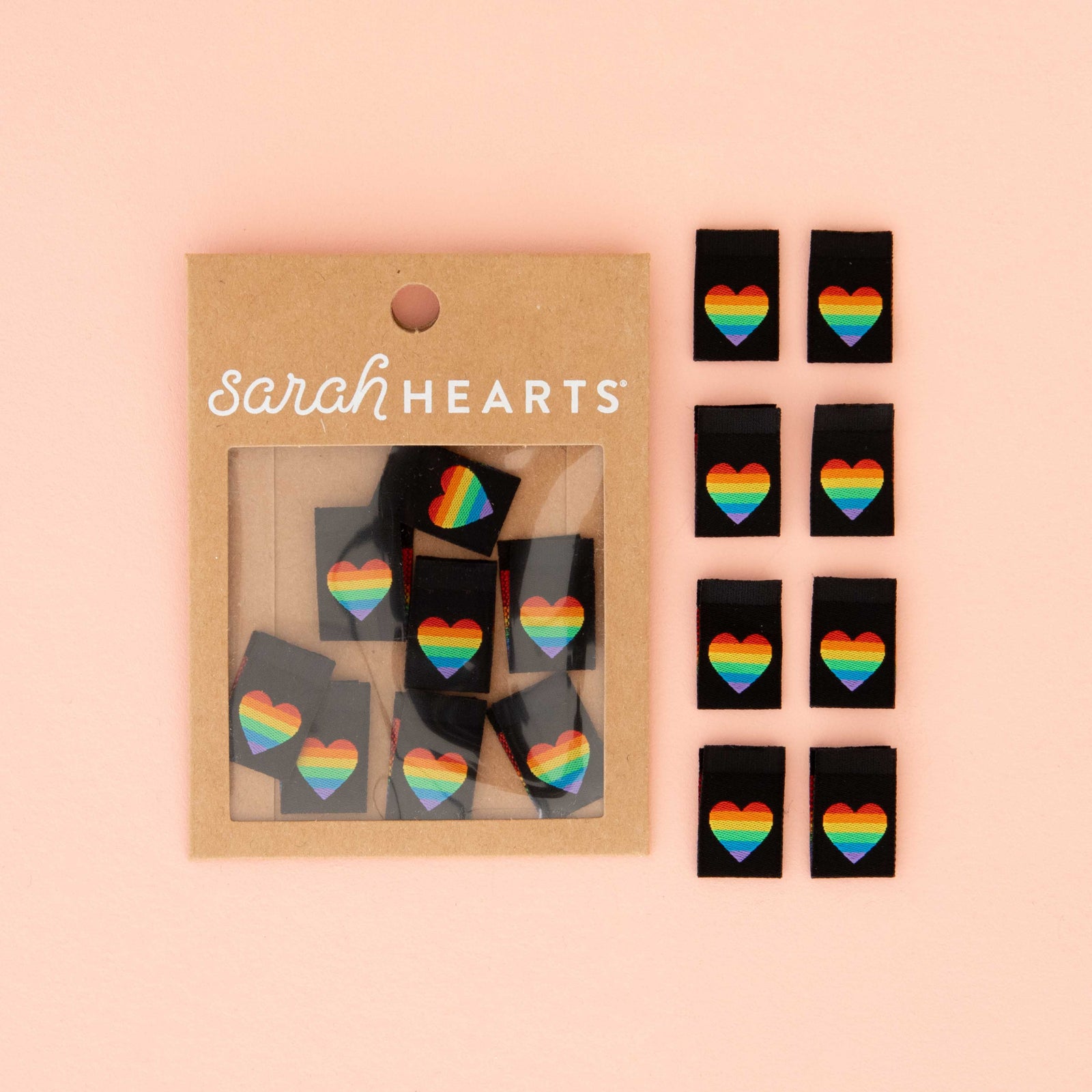 Sarah Hearts Rainbow Heart Woven Sewing Labels