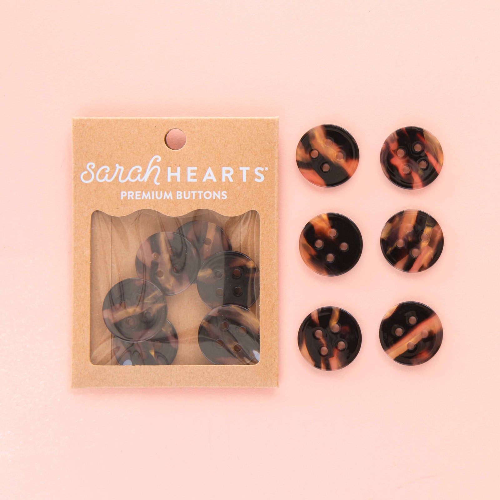 Sarah Hearts Tortoise Shell Large 1" Buttons