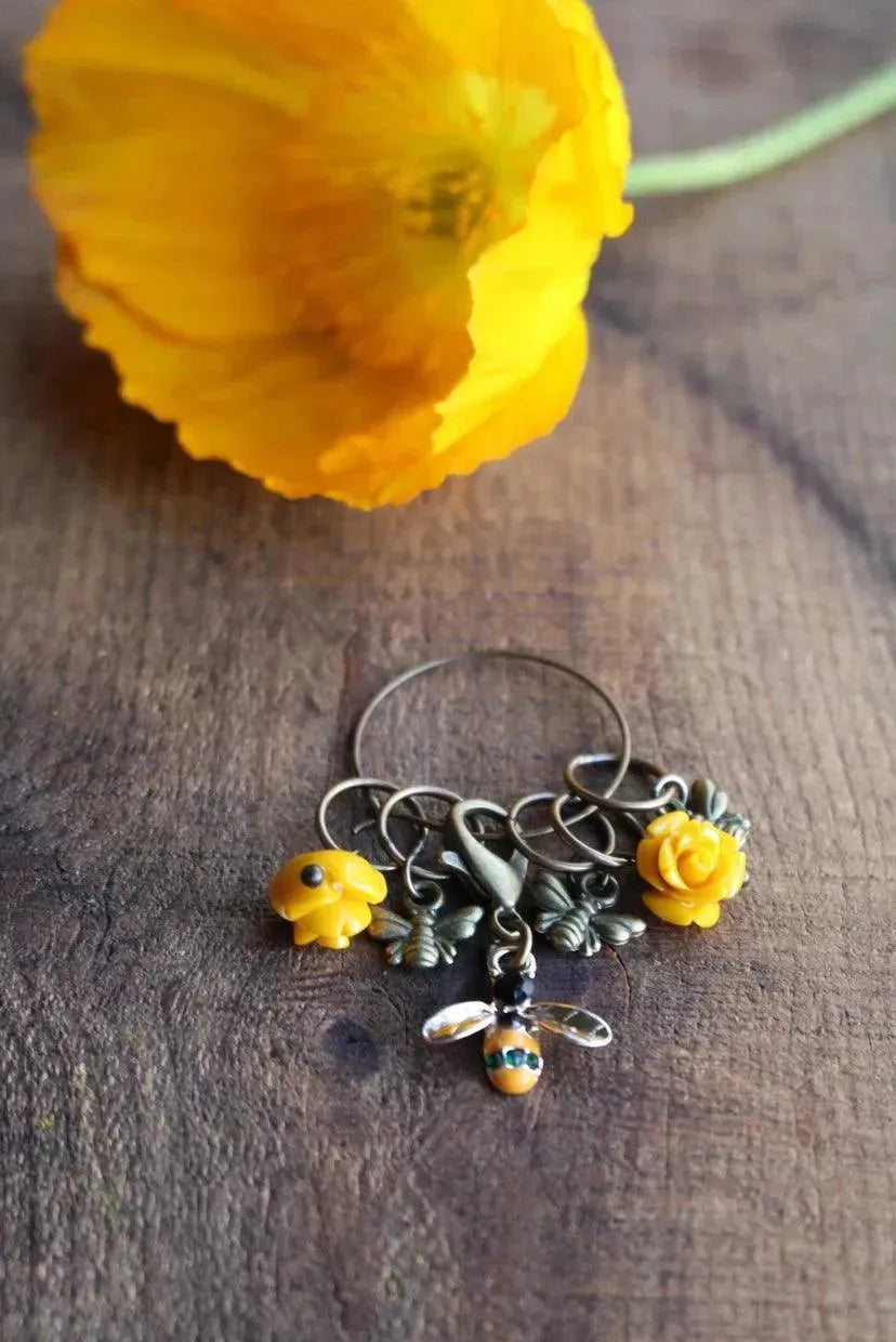 Garden Visitors Stitch Markers - Apricot Yarn & Supply