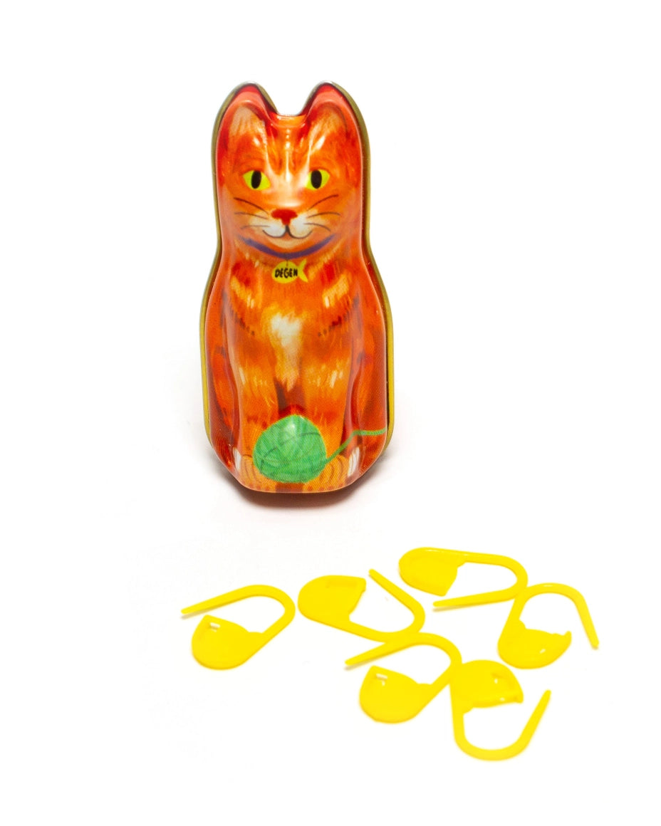DEGEN Orange Cat Tin - Stitch Markers