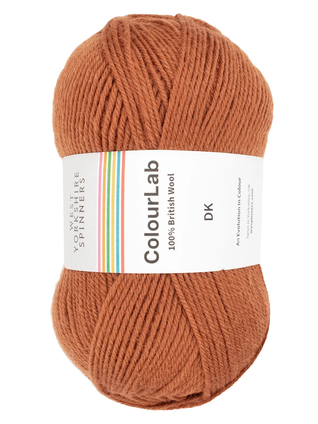 West Yorkshire Spinners ColourLab DK yarn in rust orange - 100% British wool knitting yarn