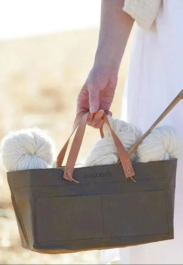 Cocoknits Project Caddy with Leather Handles - Apricot Yarn & Supply