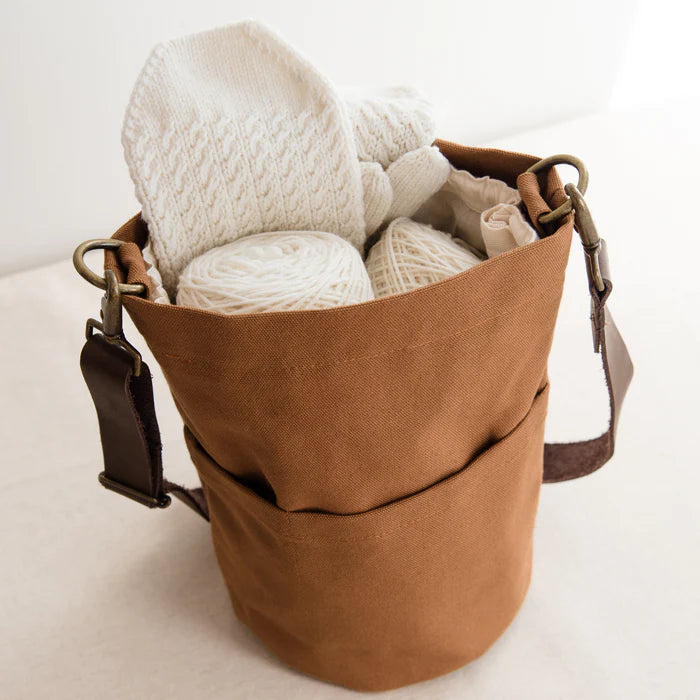 Medium Knitting Bag. Natural Organic Canvas Organizer/project Bag